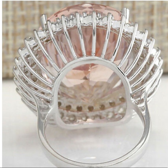 Gorgeous Huge 925 Silver Ring Champagne Crystal - Picture 11 of 15